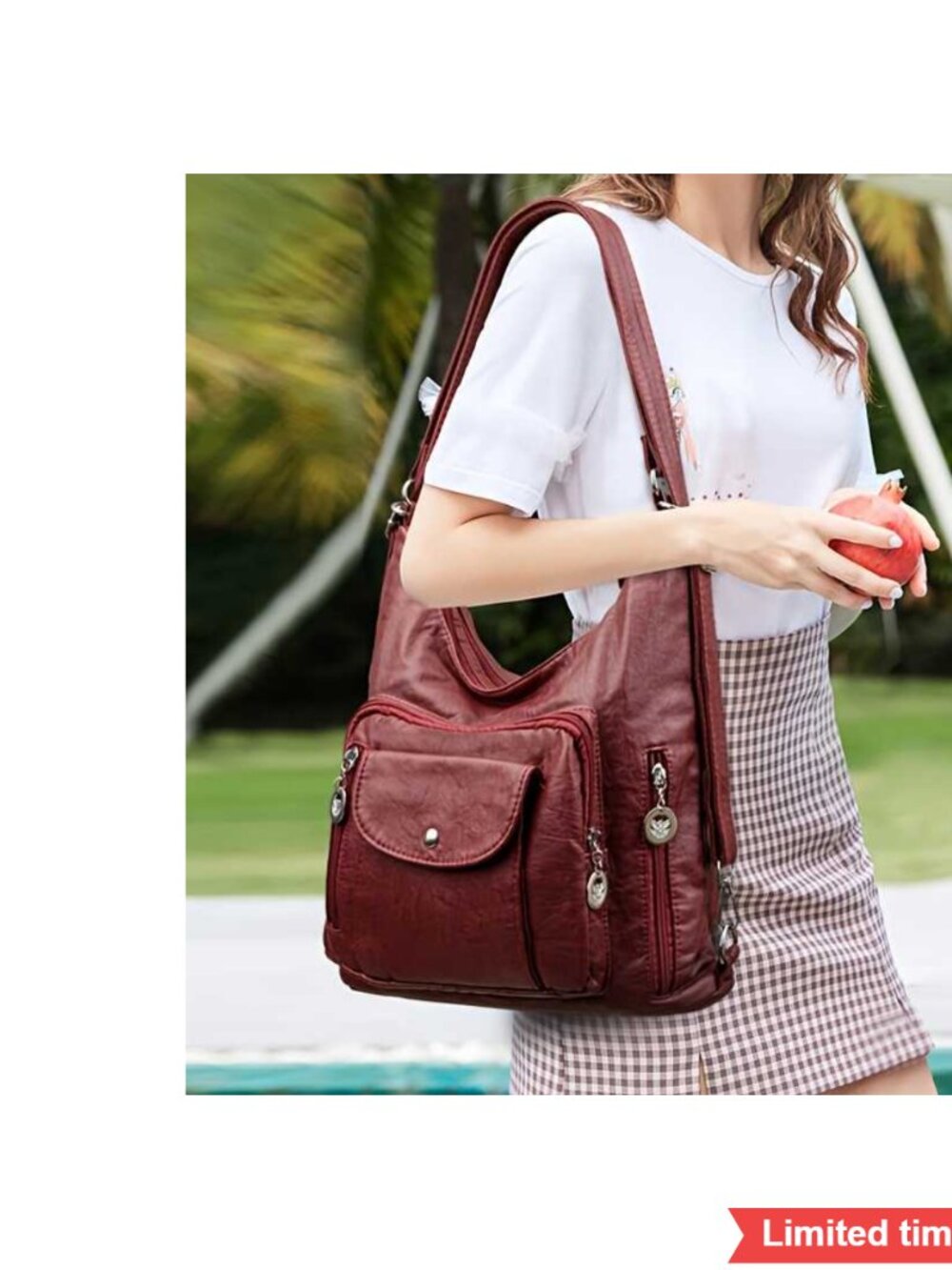 Vintage Large Capacity Shoulder Backpack with Water Bottle Holder